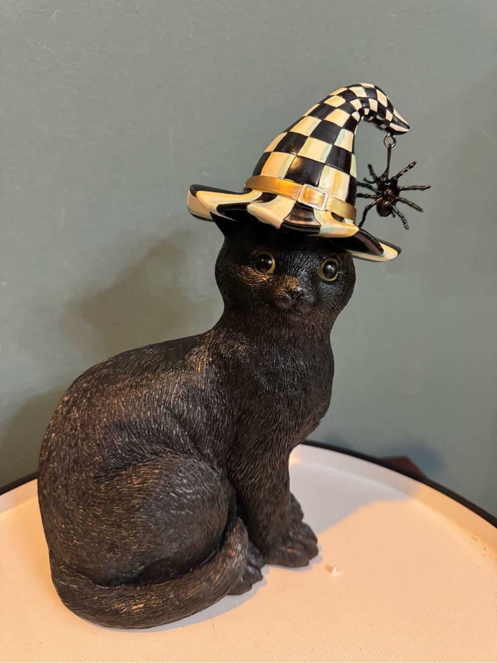 MacKenzie Childs Black Cat w/ Courtly Check Witches Hat Spider Halloween NIB